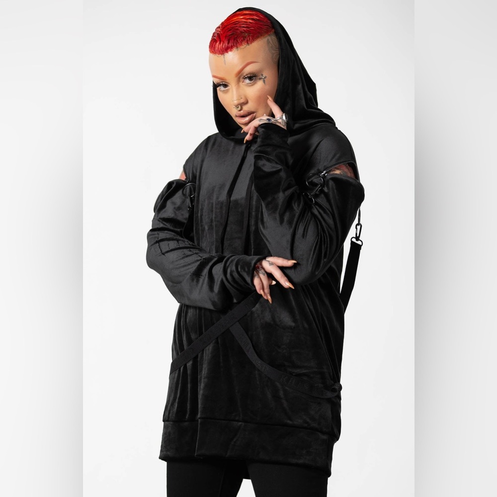 Killstar velvet strapped hoodie NWOT